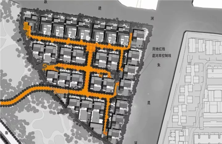 王字型路网造分化人流，保障入口私密性